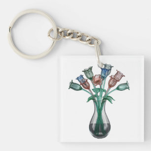 Llavero Flores de vidrio