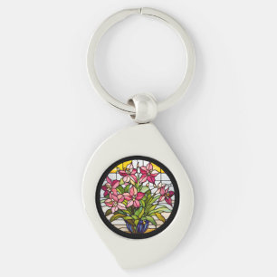 Llavero Flores de vidrio manchado