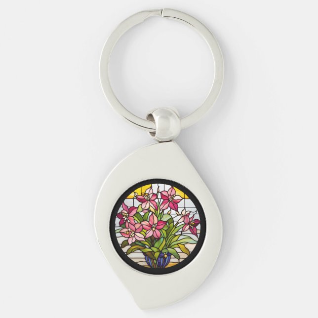 Llavero Flores de vidrio manchado (Anverso)