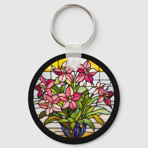 Llavero Flores de vidrio manchado