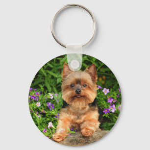 Llavero Flores de Yorkie