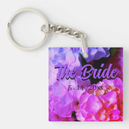 Llavero Flores elegantes de magenta púrpura rosa