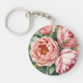 Llavero Flores grandes rosadas vintage