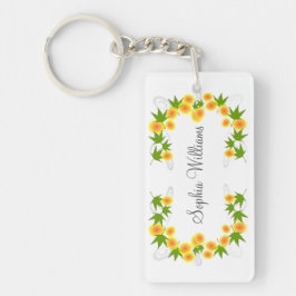 Llavero Flores japonesas naranjas blancas