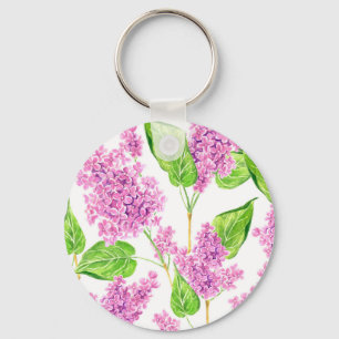 Llavero Flores lilas de color agua rosa