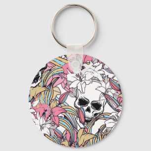 Llavero Flores Lily Skulls: Boho Vintage.