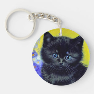 Llavero Flores moradas de gato negro Van Gogh