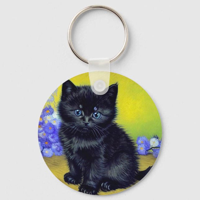 Llavero Flores moradas de gato negro Van Gogh (Anverso)