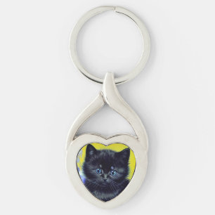 Llavero Flores moradas de gato negro Van Gogh