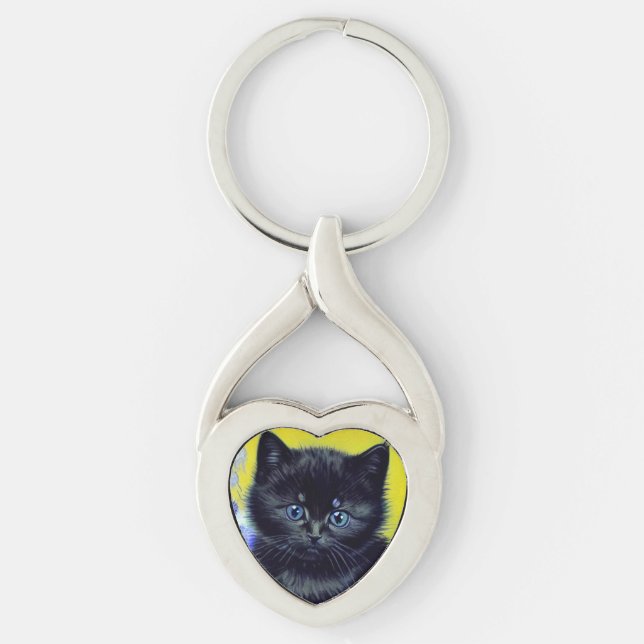 Llavero Flores moradas de gato negro Van Gogh (Anverso)