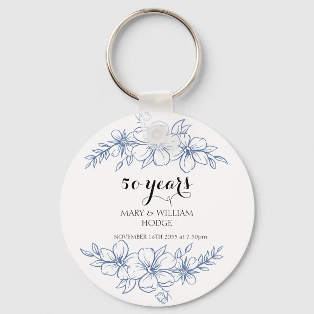 Llavero Flores moradas de lavanda 50 aniversario boda (Anverso)