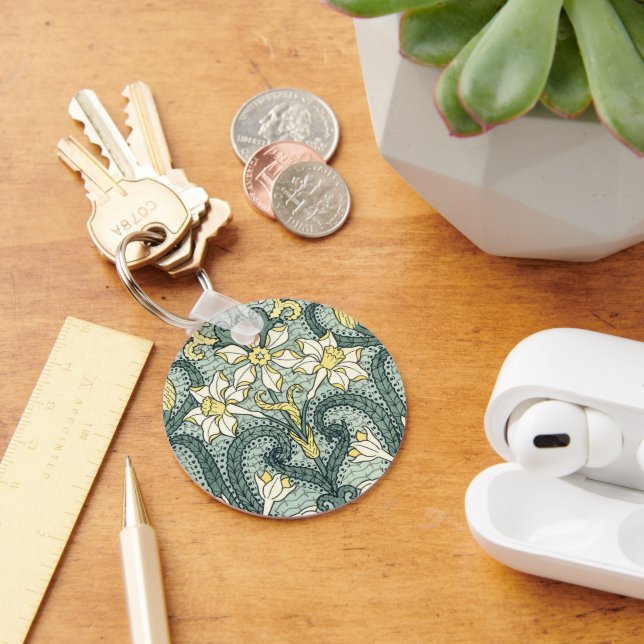 Llavero Flores Narciso Daffodil Art Nouveau Antiguos (Escritorio )