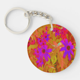 Llavero Flores naturales coloridas ultravioletas, magenta 