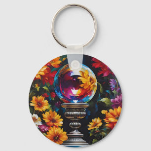 Llavero Flores Pedestal de bolas de cristal