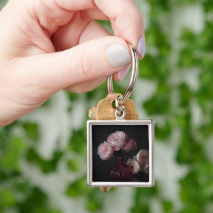 Llavero Flores Peonías rosadas pálidas en grano
