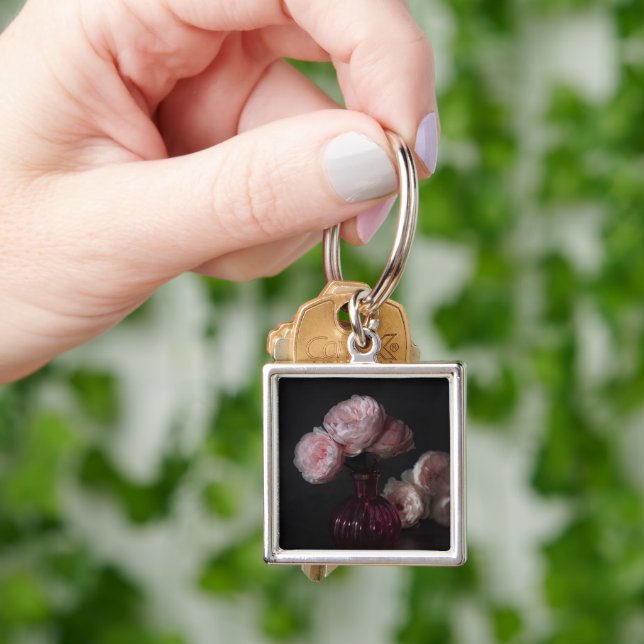 Llavero Flores | Peonías rosadas pálidas en grano (Mano)