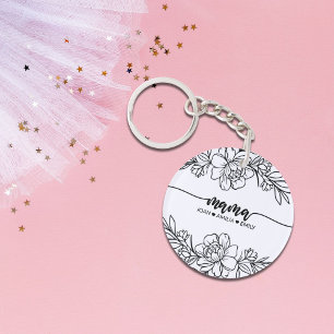 Llavero Flores Personalizadas del Amor Floreciente de Mamá