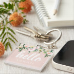 Llavero Flores Pink Pastel Modernas Hola Y Nombras<br><div class="desc">Flores Pink Pastel Modernas Hola Y Nombras</div>