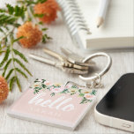 Llavero Flores Pink Pastel Modernas Hola Y Nombras<br><div class="desc">Flores Pink Pastel Modernas Hola Y Nombras</div>