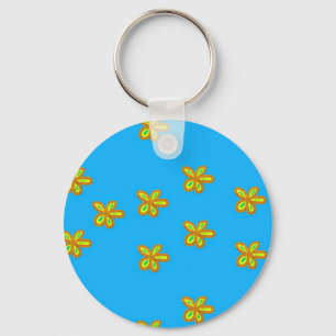 Llavero flores pintadas de azul