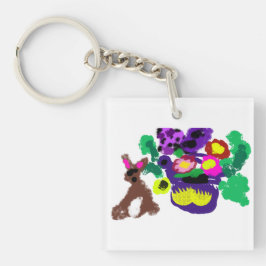 Llavero Flores primaverales Alegría de conejo