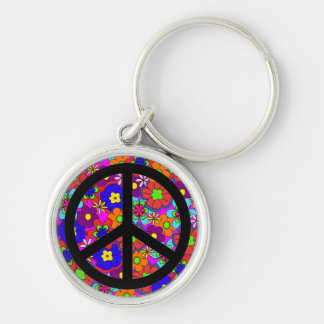 Llavero Flores retras del hippy del signo de la paz