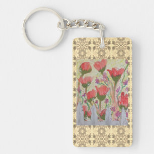 Llavero Flores rojas cerca blanca 2