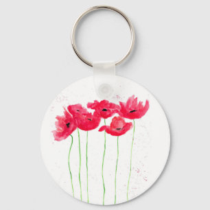 Llavero Flores rojas de amapolas y flores tradicionales