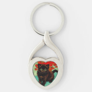 Llavero Flores rojas de gato negro Van Gogh