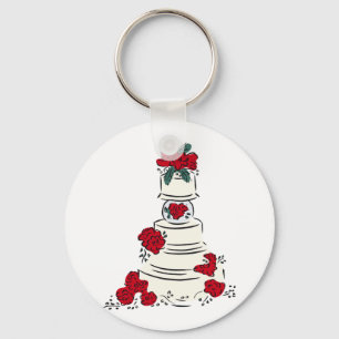 Llavero Flores rojas de pastel boda