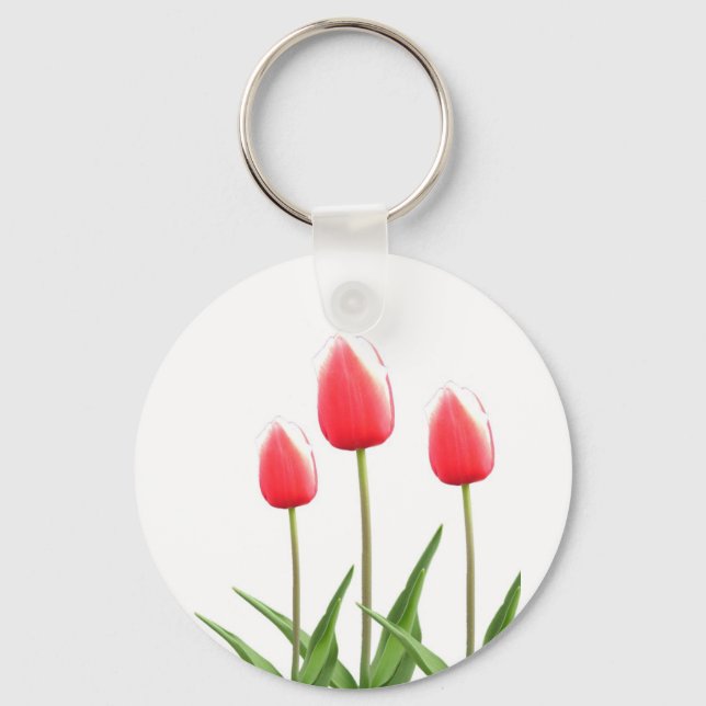 Llavero Flores rojas de tulipán de primavera (Anverso)