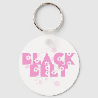Llavero Flores rosadas Artes marciales Black Belt Keychain