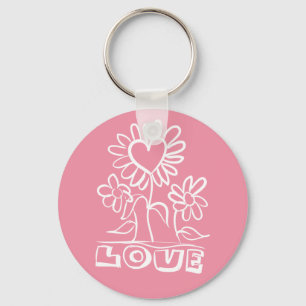 Llavero Flores Rosadas de Amor Flores & Corazones