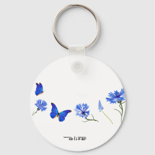Llavero Flores silvestres acuarela nombre personalizado en