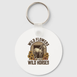 Llavero Flores Silvestres Caballos Salvajes Camisa Western
