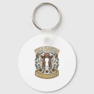 Llavero Flores Silvestres Caballos Salvajes Floral Occiden