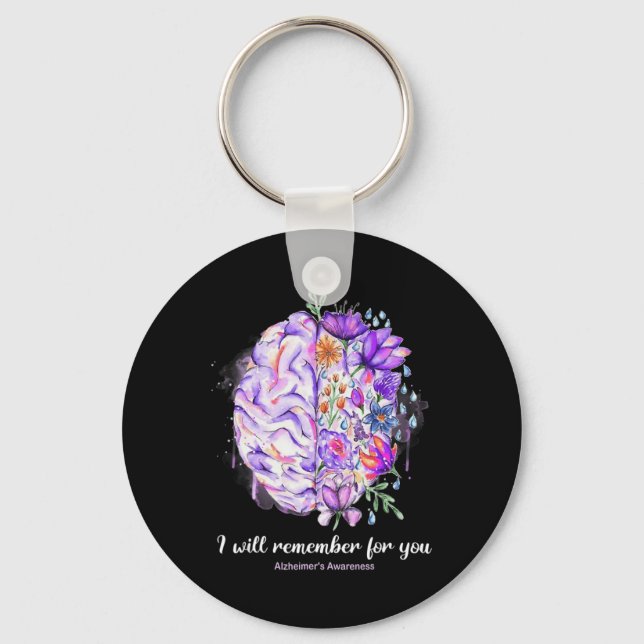 Llavero Flores Silvestres Cerebro Recuerde Para Usted Alzh (Anverso)