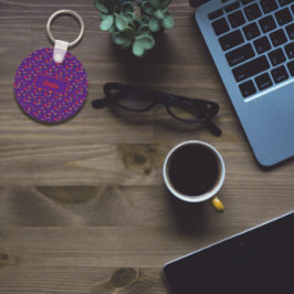 Llavero Flores silvestres de patrón púrpura floral nombre