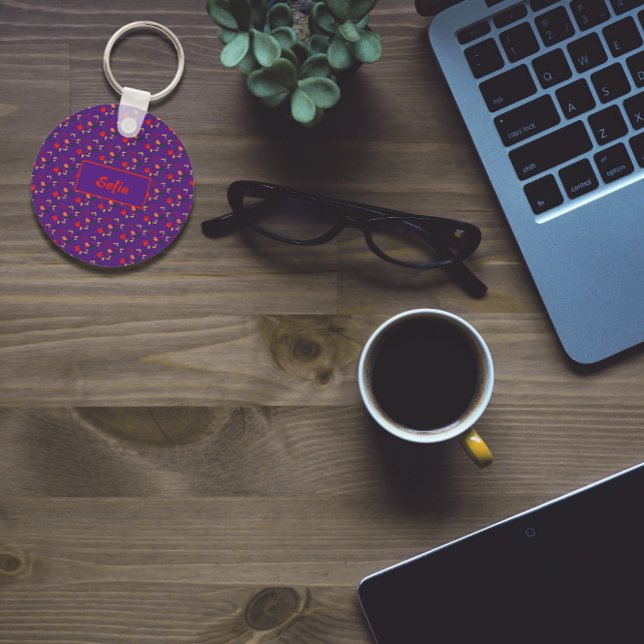 Llavero Flores silvestres de patrón púrpura floral nombre  (Subido por el creador)