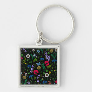 Llavero Flores silvestres en negro