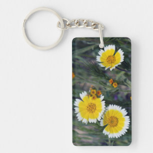 Llavero Flores silvestres girasoles amarillos y blancos