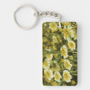 Llavero Flores silvestres girasoles amarillos y blancos