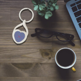 Llavero Flores silvestres nombre de patrón azul Metalizado