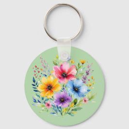 Llavero Flores silvestres pintadas a la acuarela