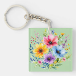 Llavero Flores silvestres pintadas a la acuarela