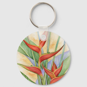 Llavero Flores tropicales de la Heliconia Roja Floral