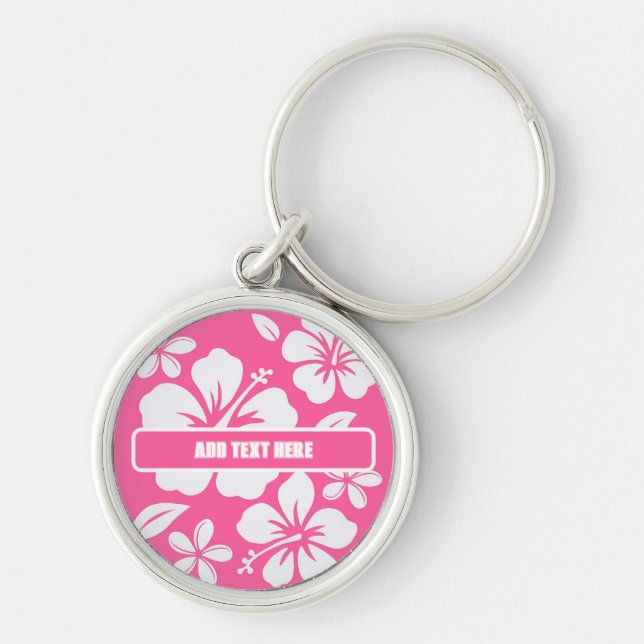 Llavero Flores Tropicales De Playa Rosa (Frente)