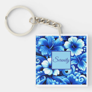 Llavero Flores tropicales hawaianas Hibiscus Cobalt Blue