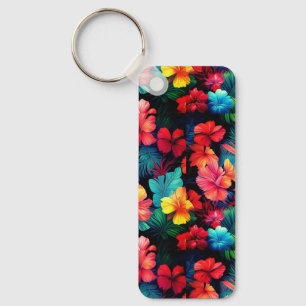 Llavero Flores Tropicales Naranjas Florales Con Hojas-6677