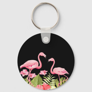 Llavero Flores Tropicales y Diseño de Flamencos